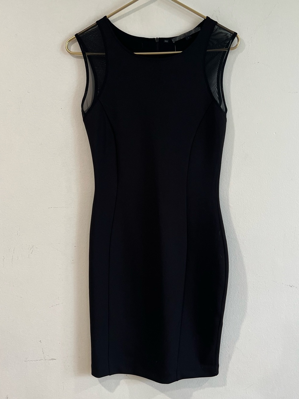 Guess Women's Black Mesh-Shoulder Sheath Dress S
